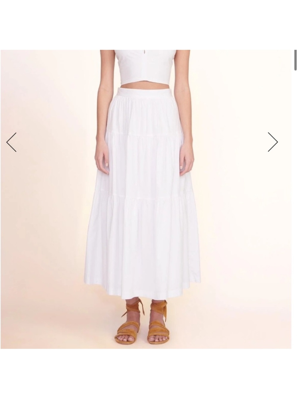 STAUD White Tiered Maxi Skirt